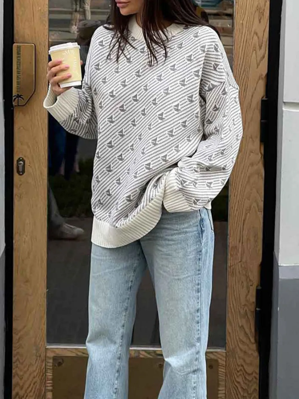 Contrast Round Neck Long Sleeve Sweater, image 14