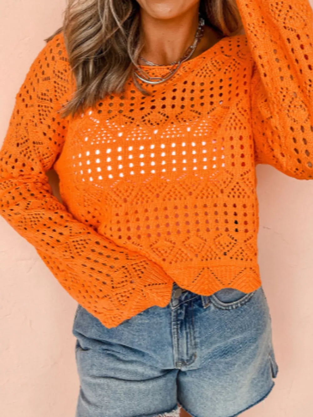 Crochet Boat Neck Knit Cover Up, image 4