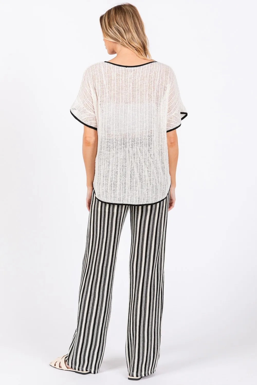 Contrast Trim Short Sleeve Knit Cover Up, image 7