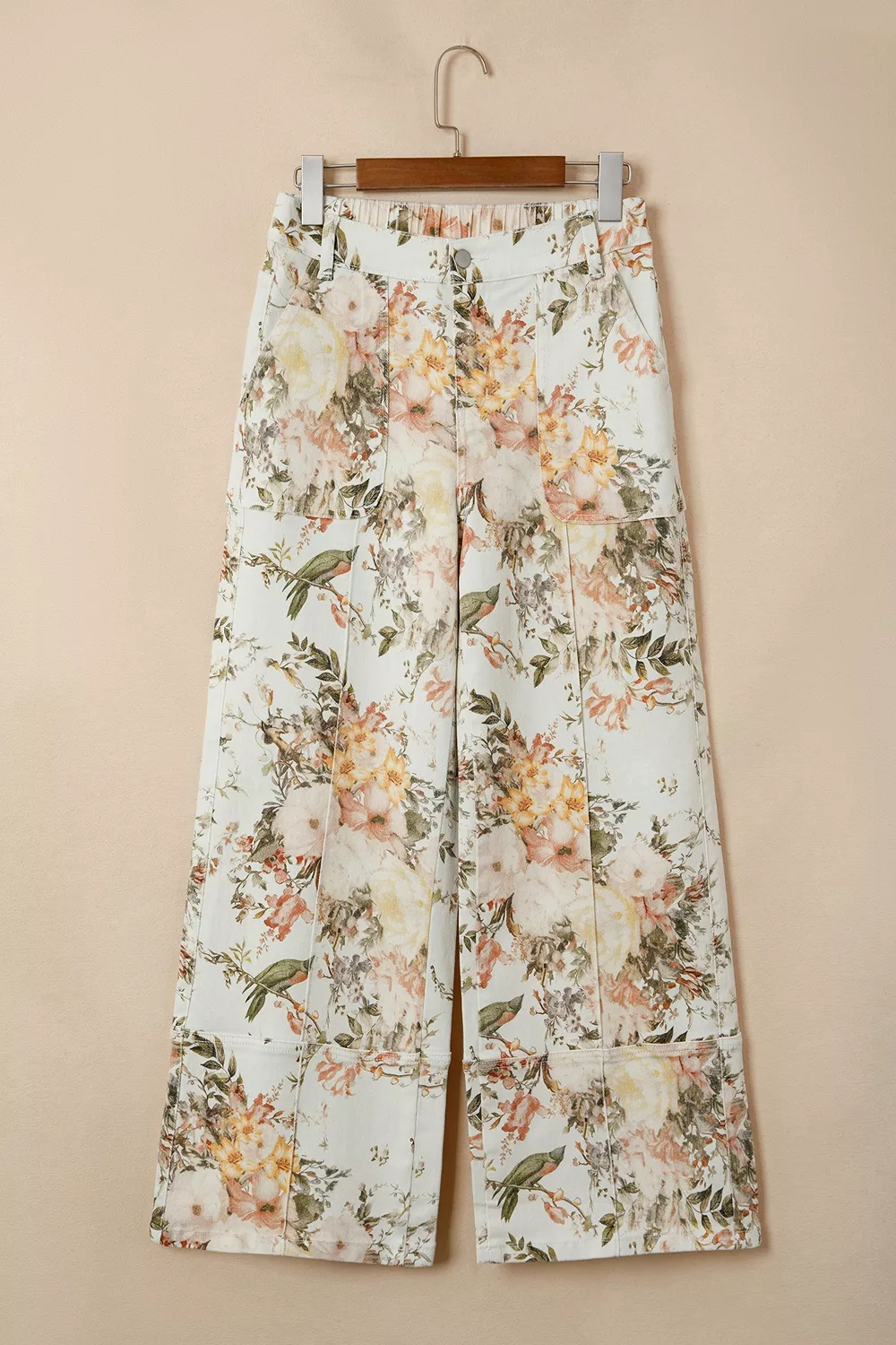 Vintage Style Floral Print High Waist Wide Leg Jeans, image 3