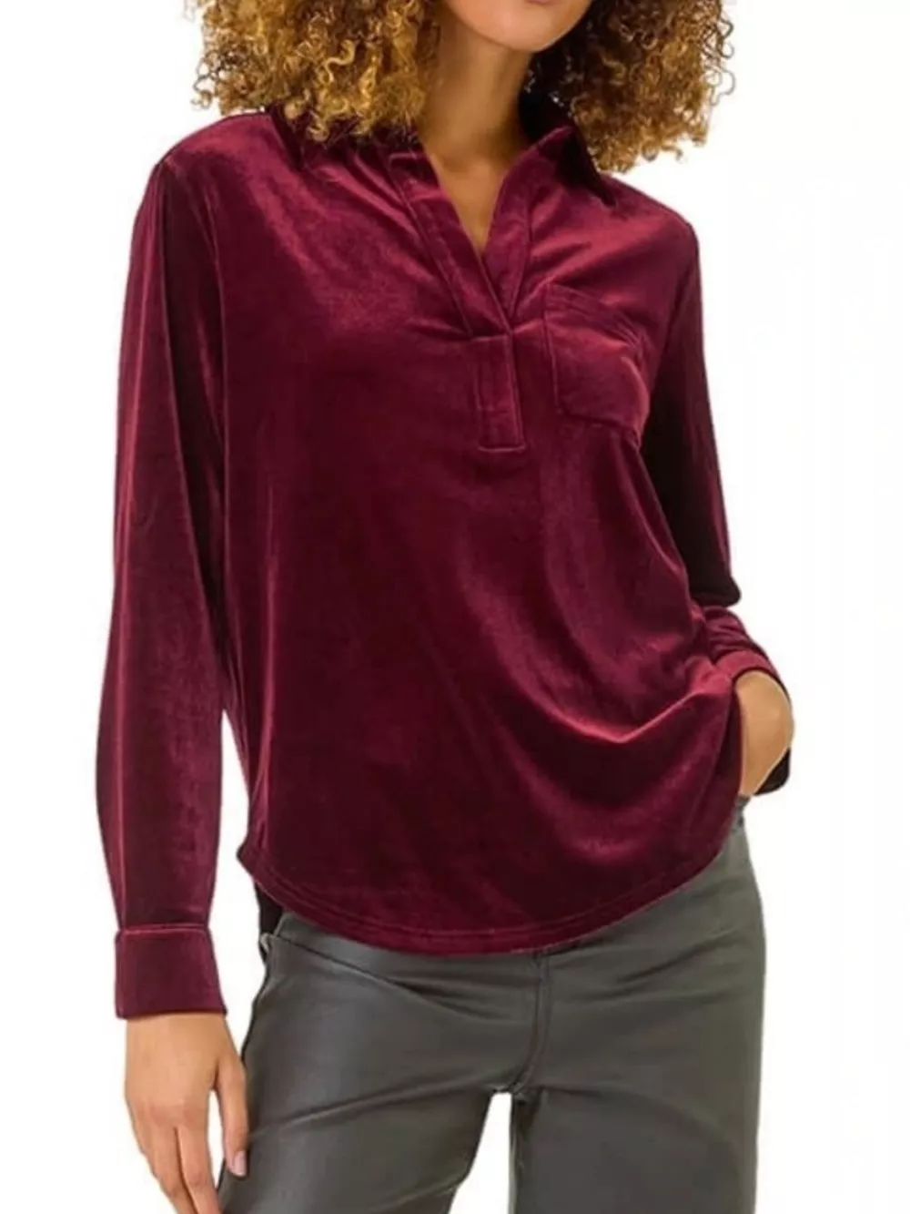 Velvet Long Sleeve Blouse, image 11