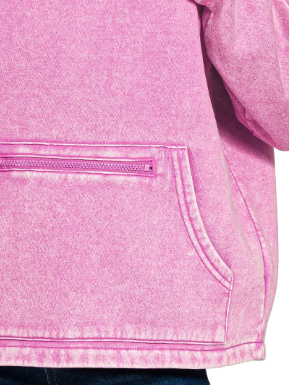 Fleece Washed High Neck Kangaroo Pocket Sweatshirt, image 3