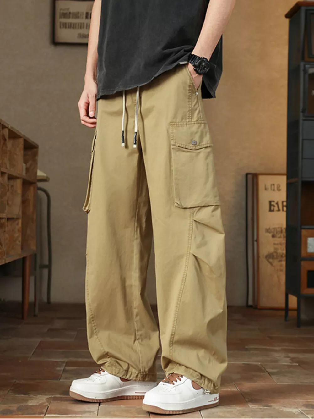 Men's Plus Size Casual Loose Fit Cargo Pants, image 4