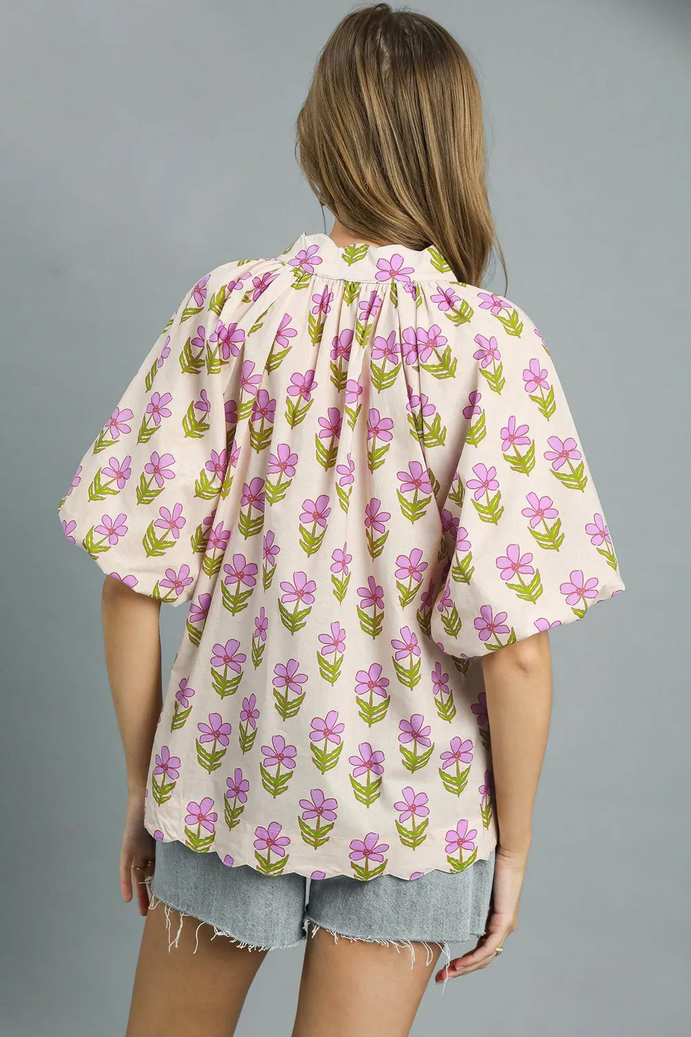 Floral Print Puff Sleeve Blouse, image 3