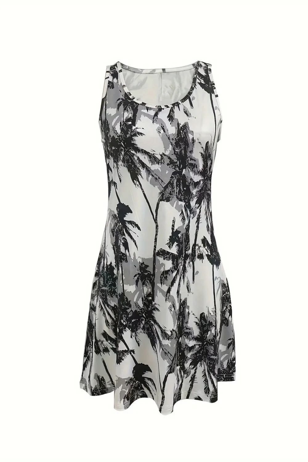 Printed Scoop Neck Wide Strap Mini Dress, image 7