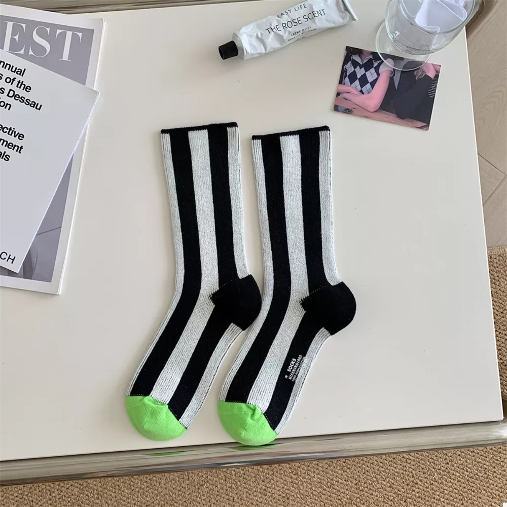 Contrast Striped Crew Socks, image 3