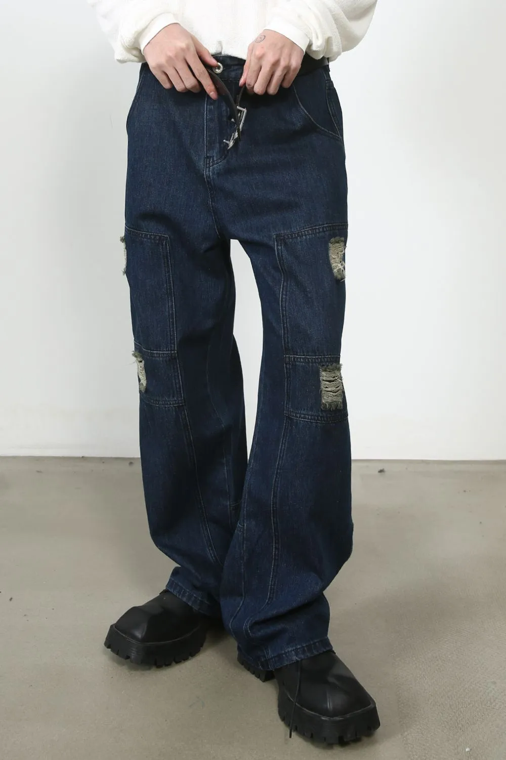 Men's Distressed Jeans with Pockets