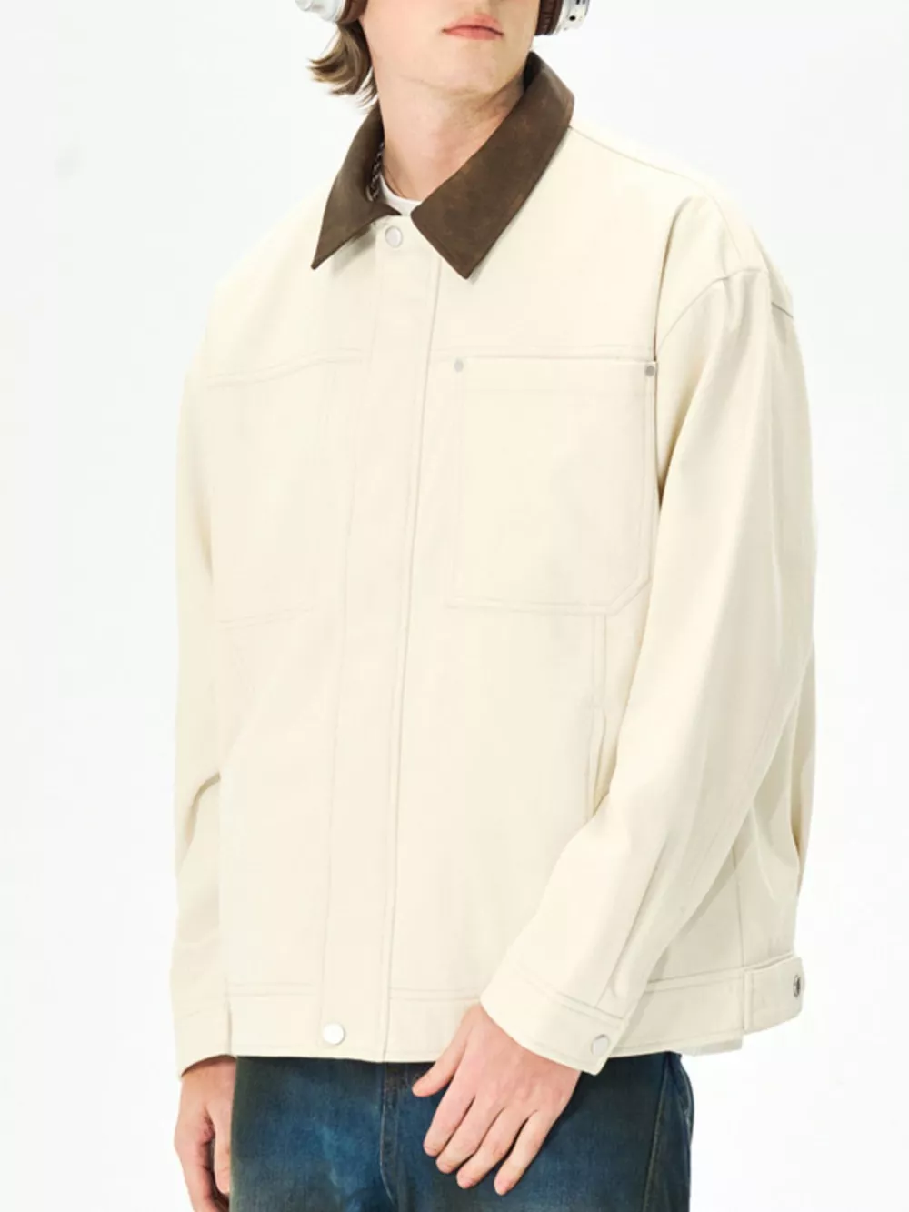 Men's Plus Size Snap Down Long Sleeve Jacket, image 6