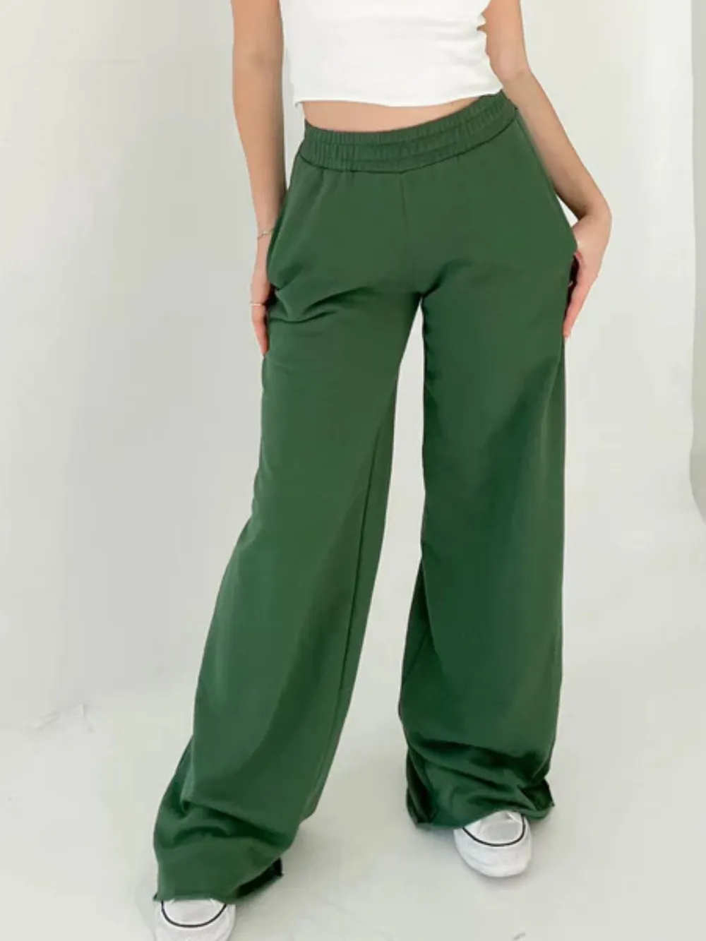 Elastic Waist Wide Leg Pants, image 10