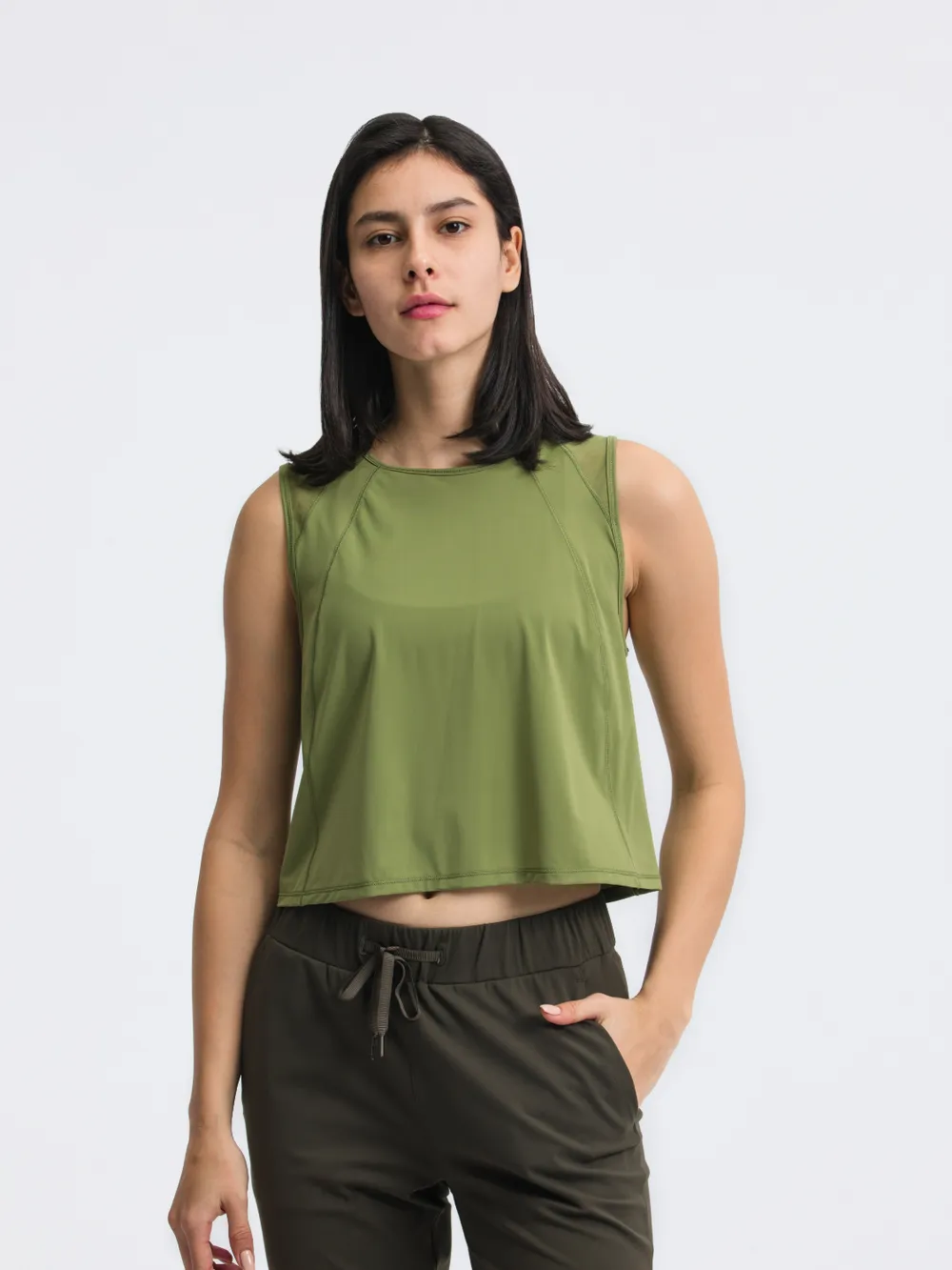 Round Neck Cropped Active Tank, image 12