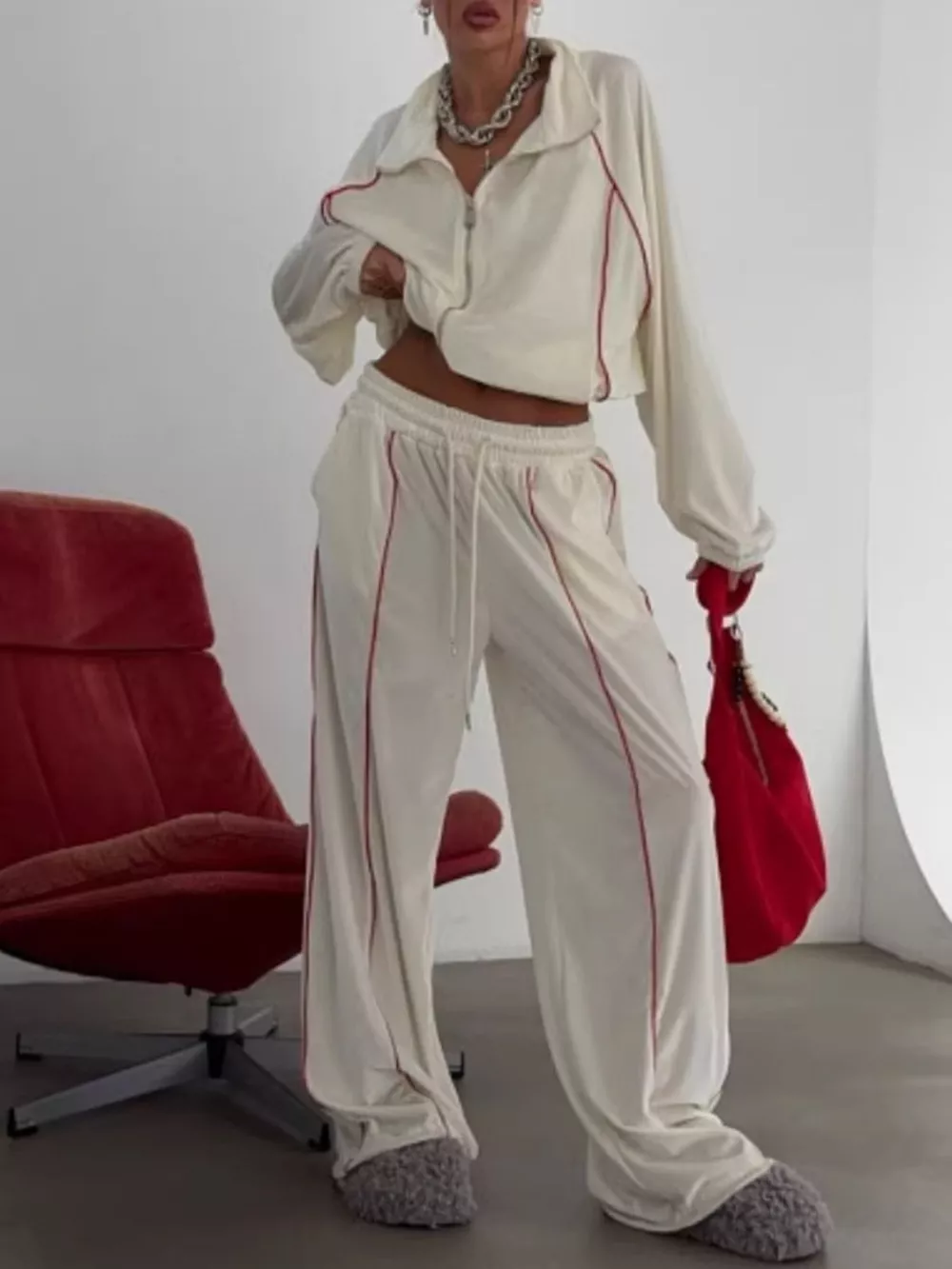 Zip Up Long Sleeve Top and Pants Set, image 25