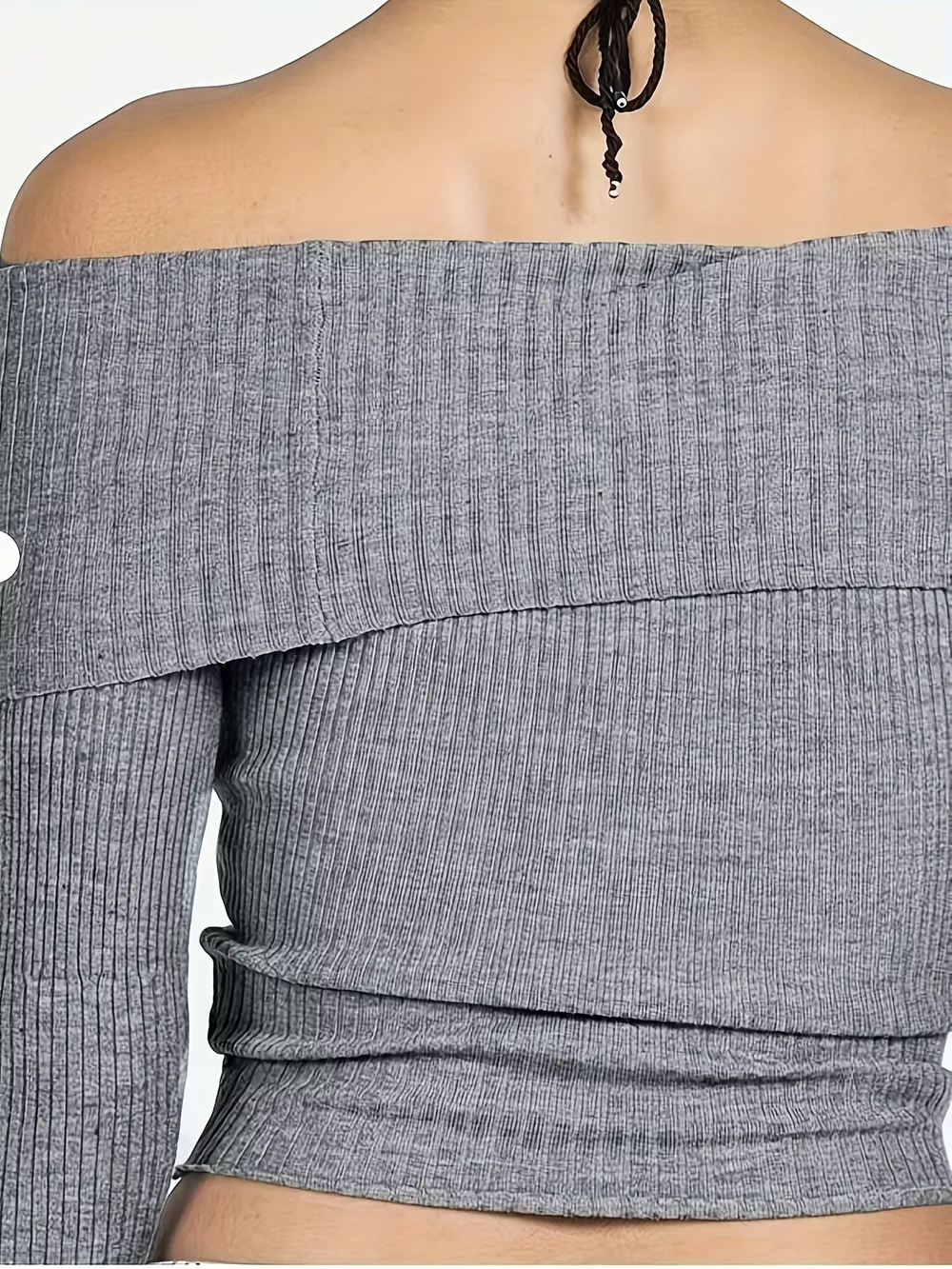 Off-Shoulder Ribbed Knit Sweater, image 10