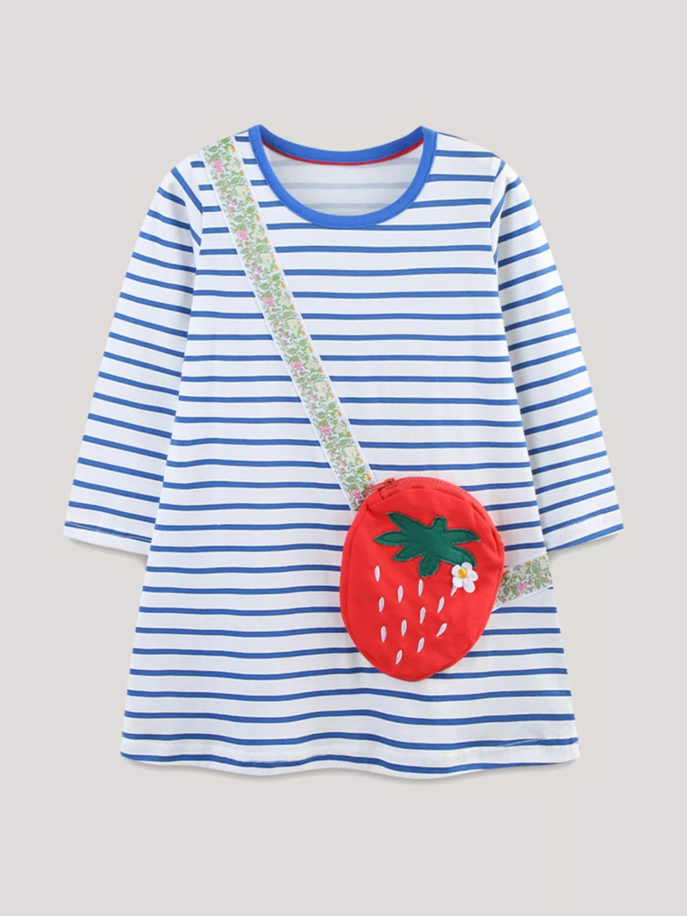 Children's Strawberry Striped Long Sleeve Dress