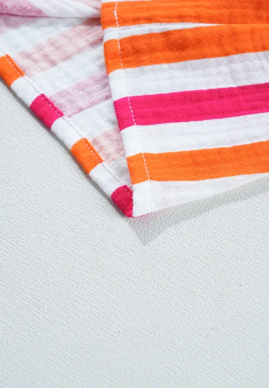 Striped Notched Flounce Sleeve Blouse, image 5