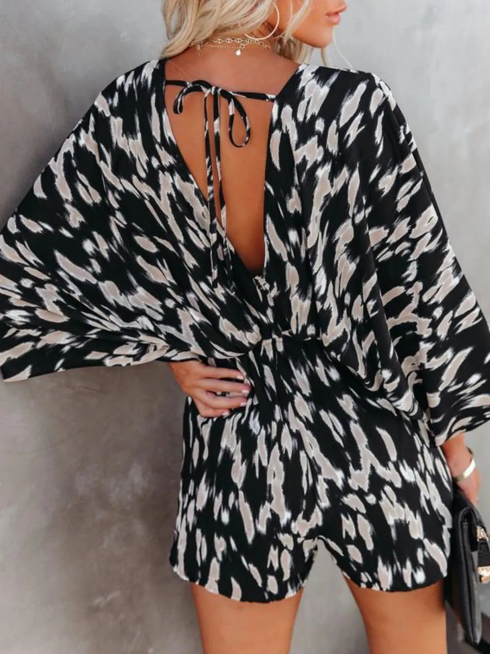 Oversized Tied Back Printed Romper, image 4
