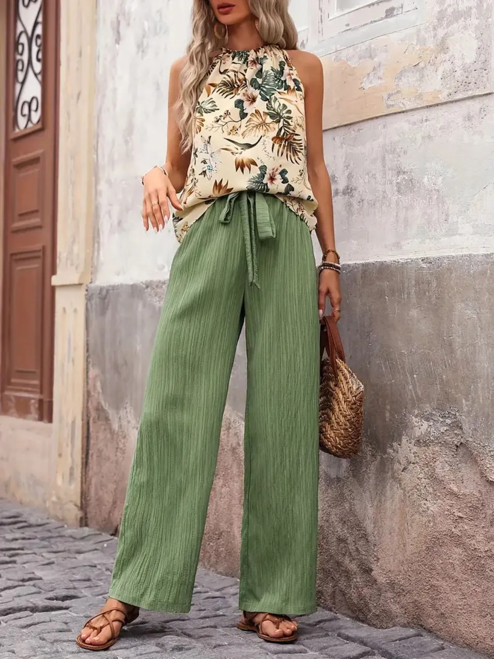 Printed Tank Top and Wide Leg Pants Set, image 14
