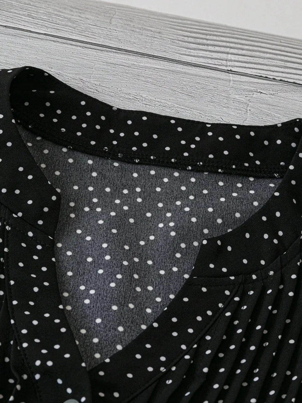 Polka Dot Notched Ruffled Cap Sleeve Blouse, image 8