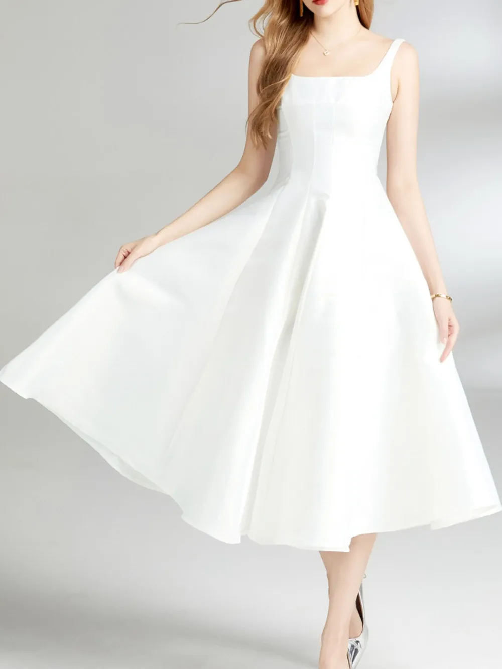 A-Line Silhouette Midi Sleeveless Dress, image 8