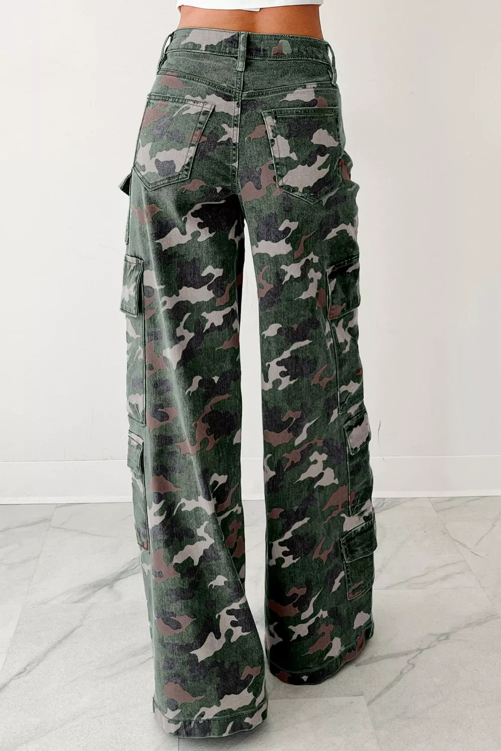 Camo Print High Waist Cargo Pants, image 2