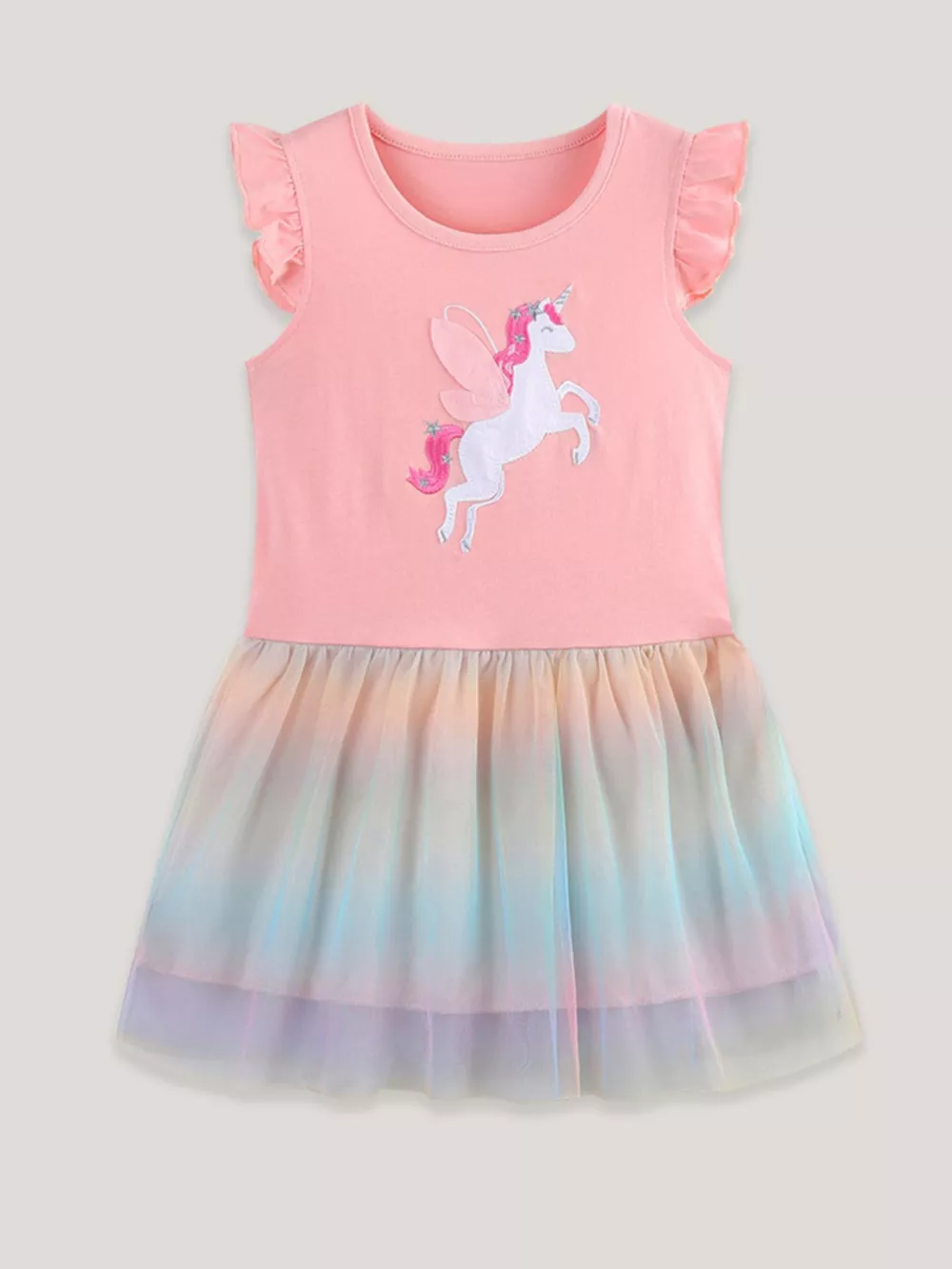 Children's Unicorn Applique Rainbow Tulle Dress, image 2