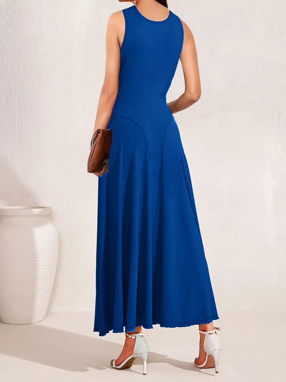 Crisscross Halter Neck A-Line Midi Dress, image 6