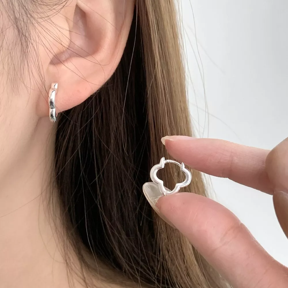 925 Sterling Silver Four Leaf Clover Earrings