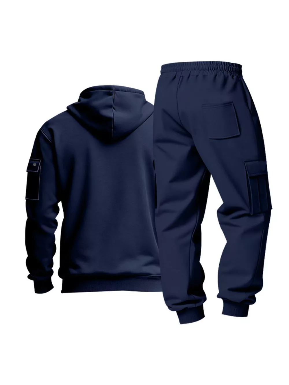 Men's Full Size Half Zip Hoodie and Cargo Pants Set Plus Size, image 21