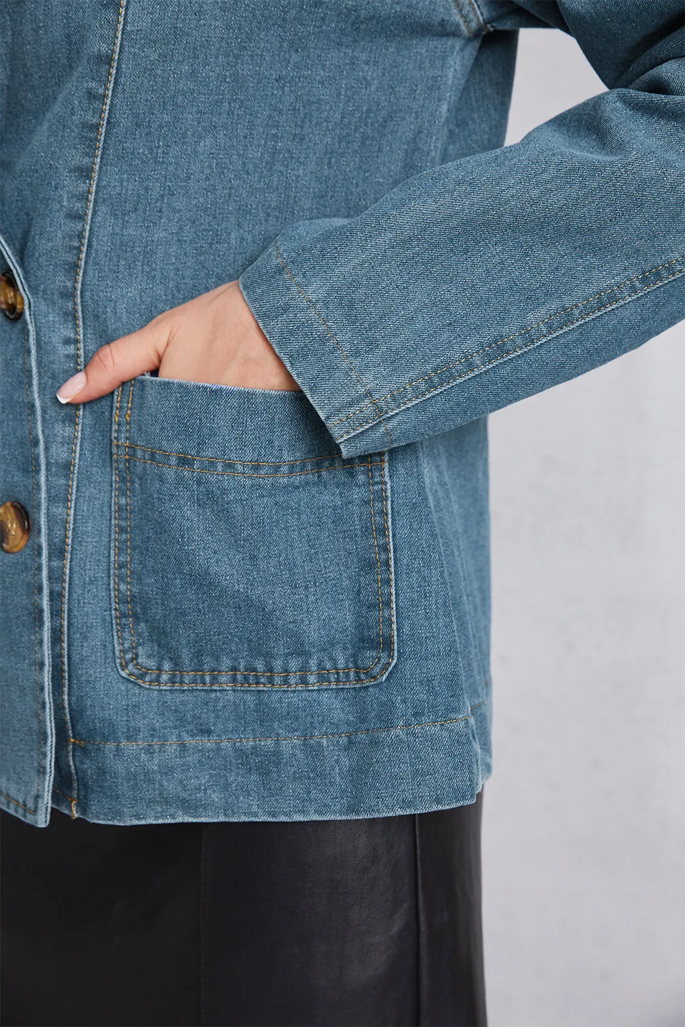 Pocketed Button Up Denim Jacket, image 10
