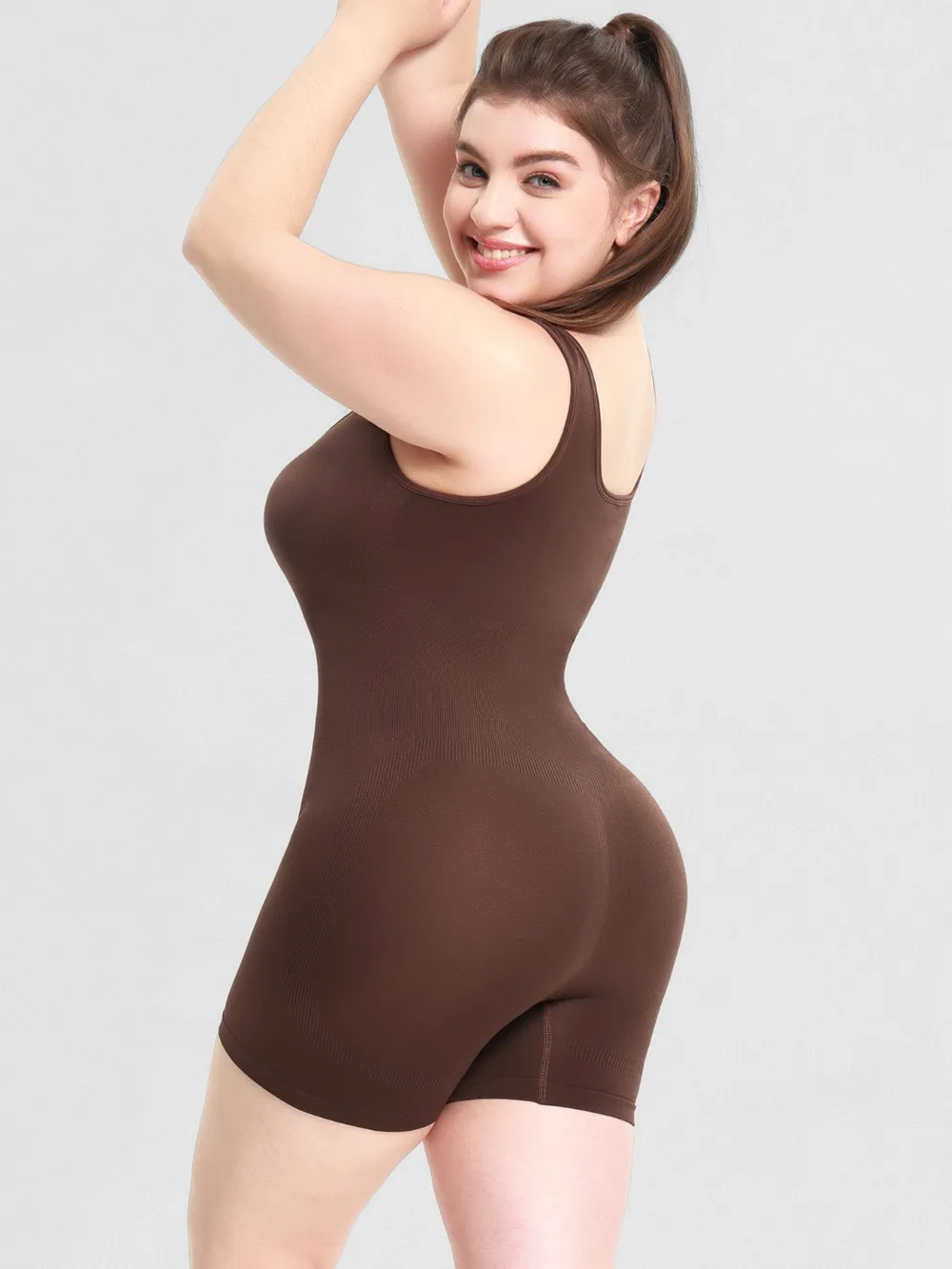 Scoop Neck Wide Strap Shaping Romper, image 7