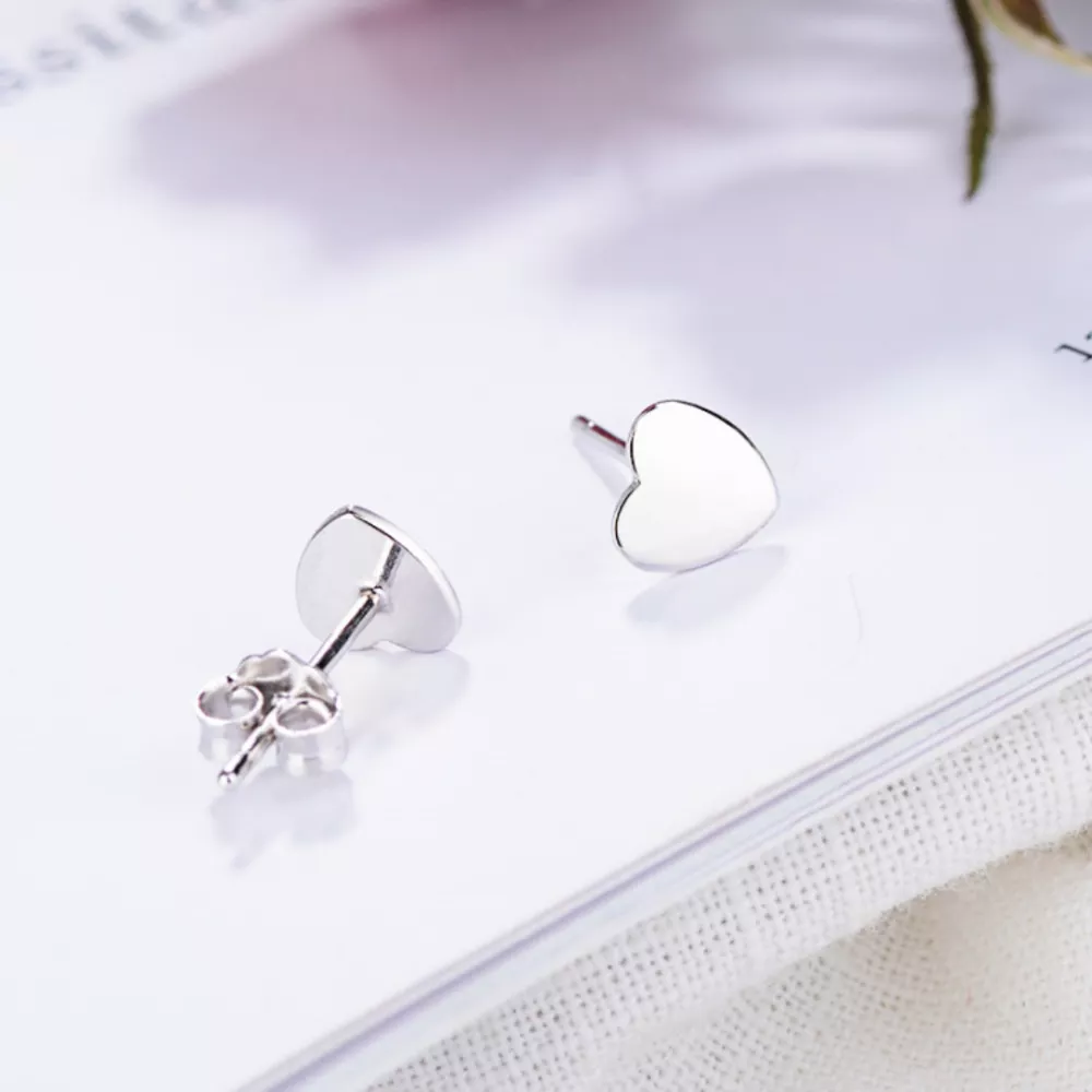 925 Sterling Silver Heart Stud Earrings, image 3