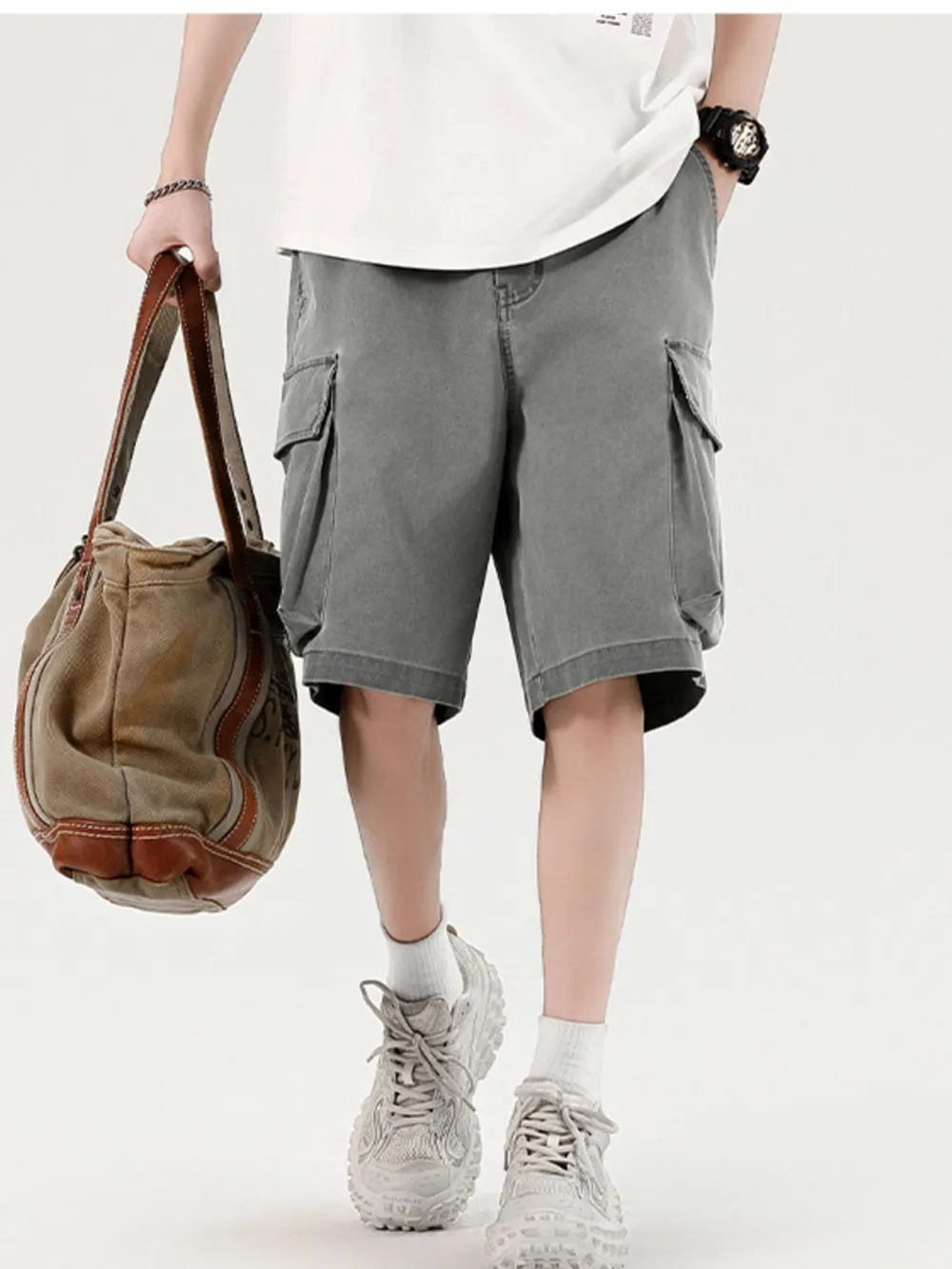 Men's Elastic Waistband Cargo Shorts, image 11