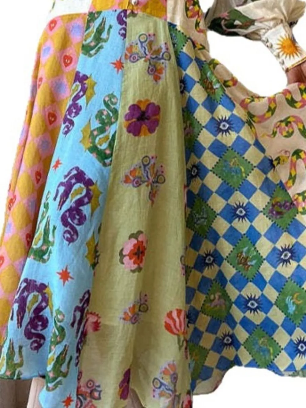 Full Size Printed Lantern Sleeve Maxi Dress Plus Size, image 3