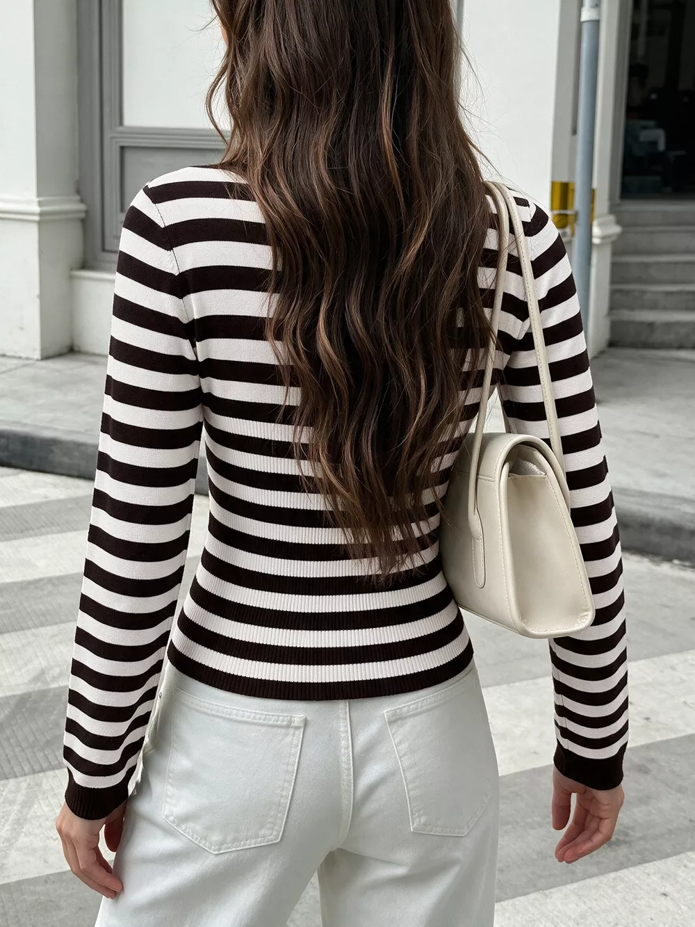 Striped Long Sleeve Knit Top, image 6