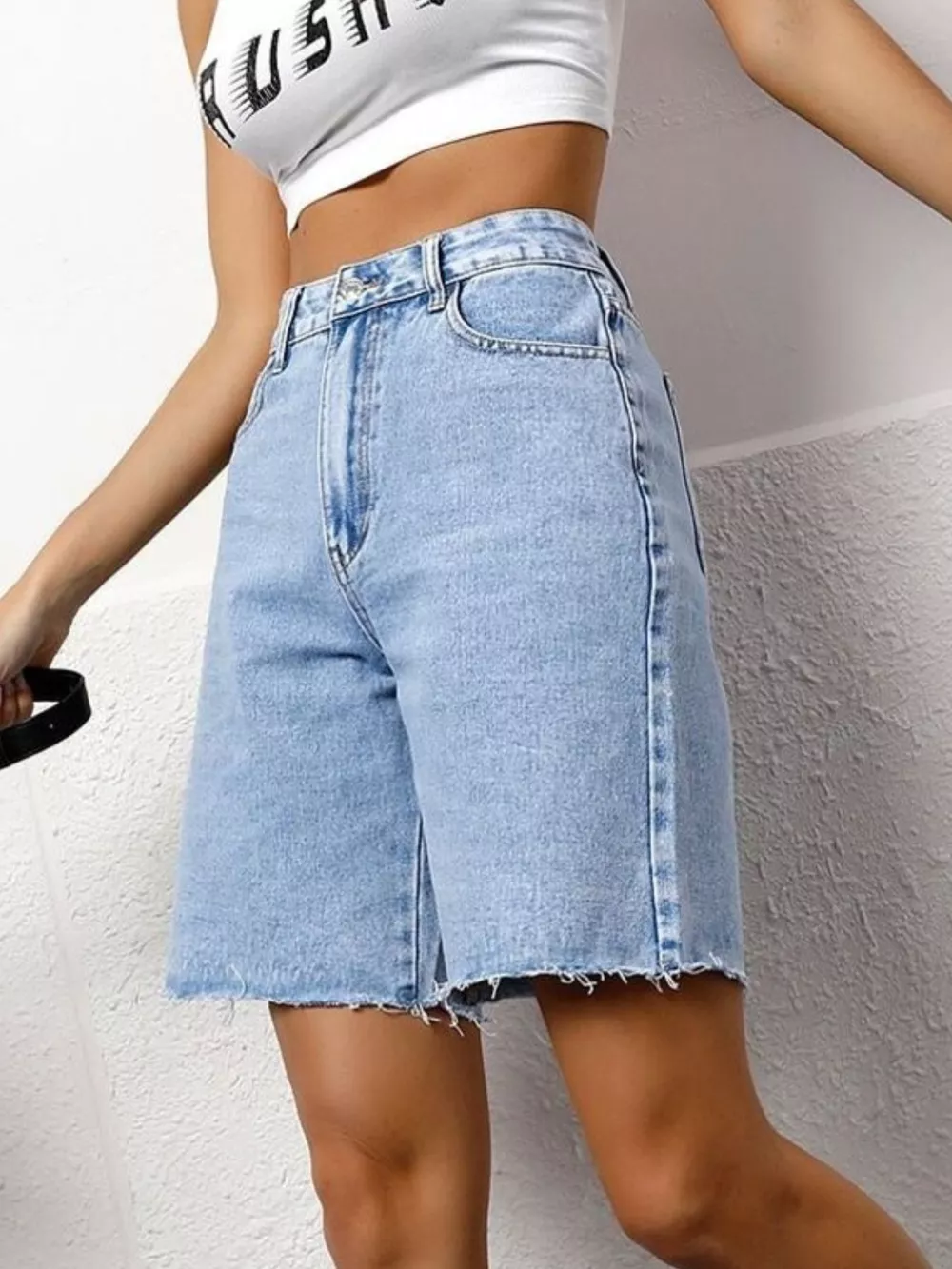 High Waist Denim Shorts, image 3