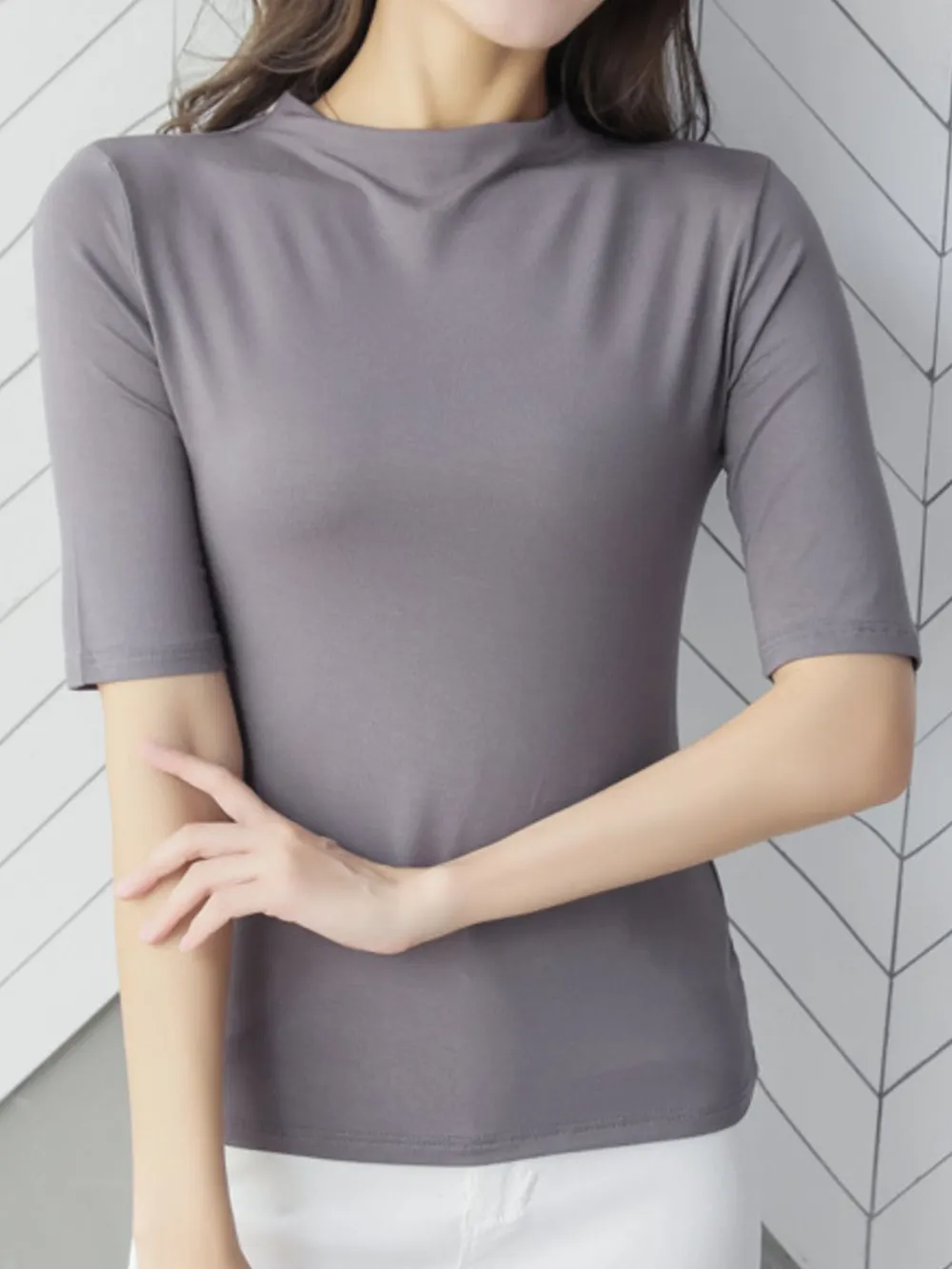 Solid Color Short Sleeve T-Shirt, image 10