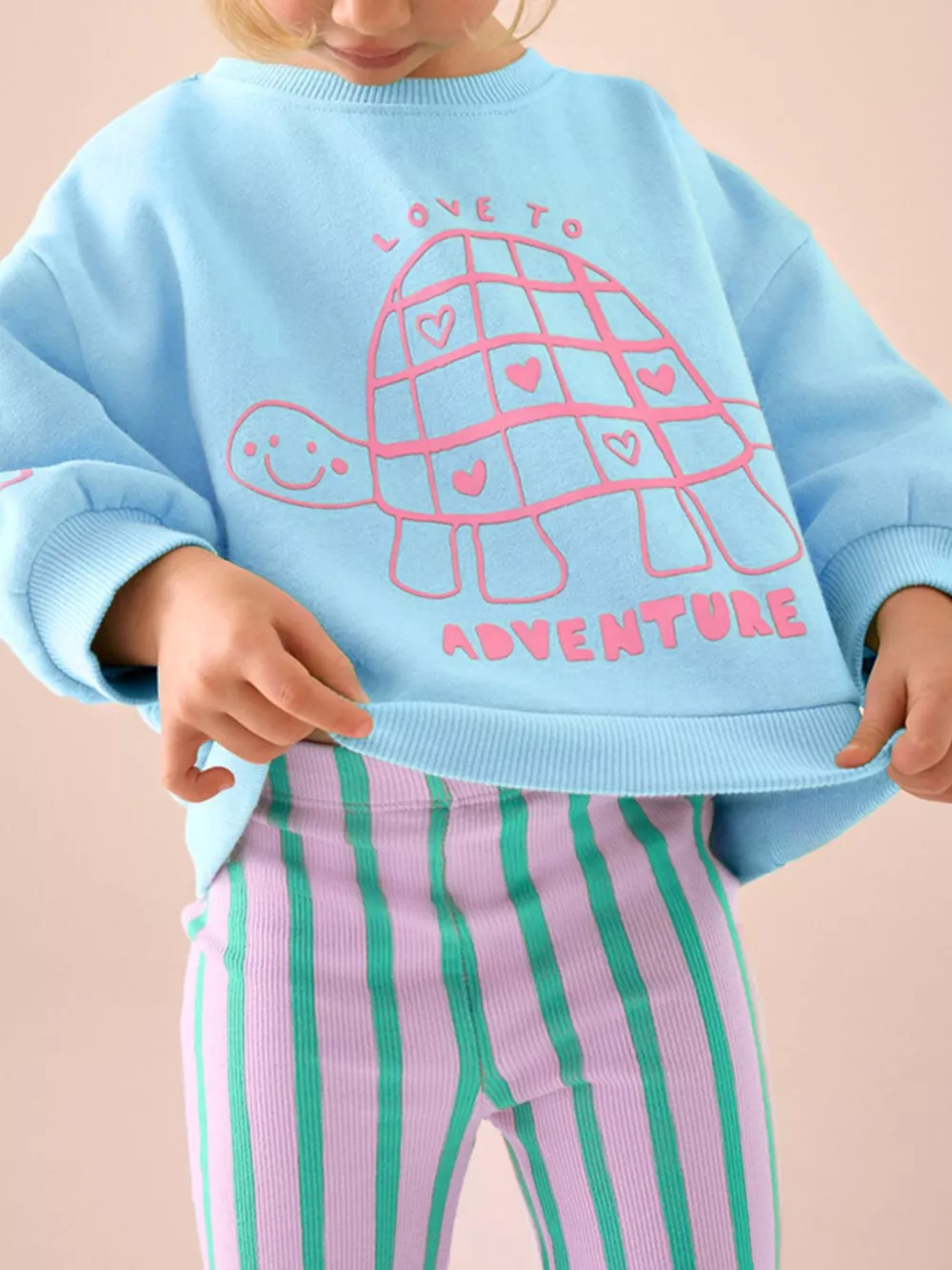 Children's Turtle Round Neck Top and Pants Set, image 2