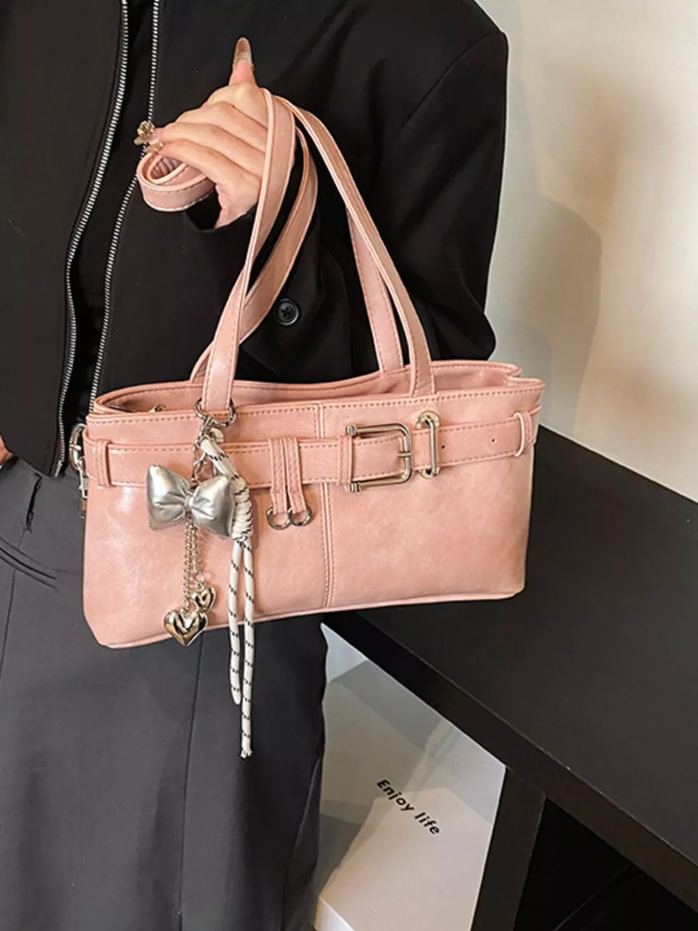 Buckle Decor Shoulder Bag, image 4
