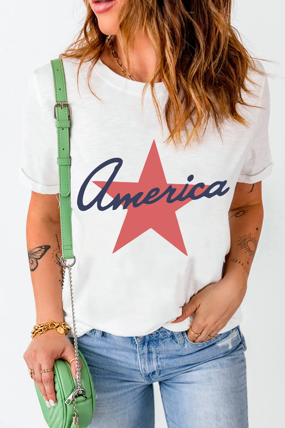 Star Round Neck Short Sleeve T-Shirt, image 2