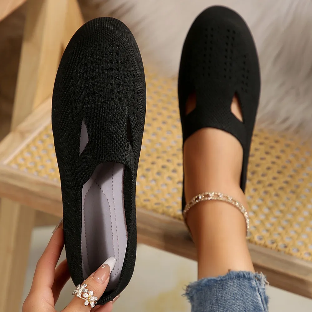 Breathable Mesh Round Toe Flat Slip-Ons, image 5
