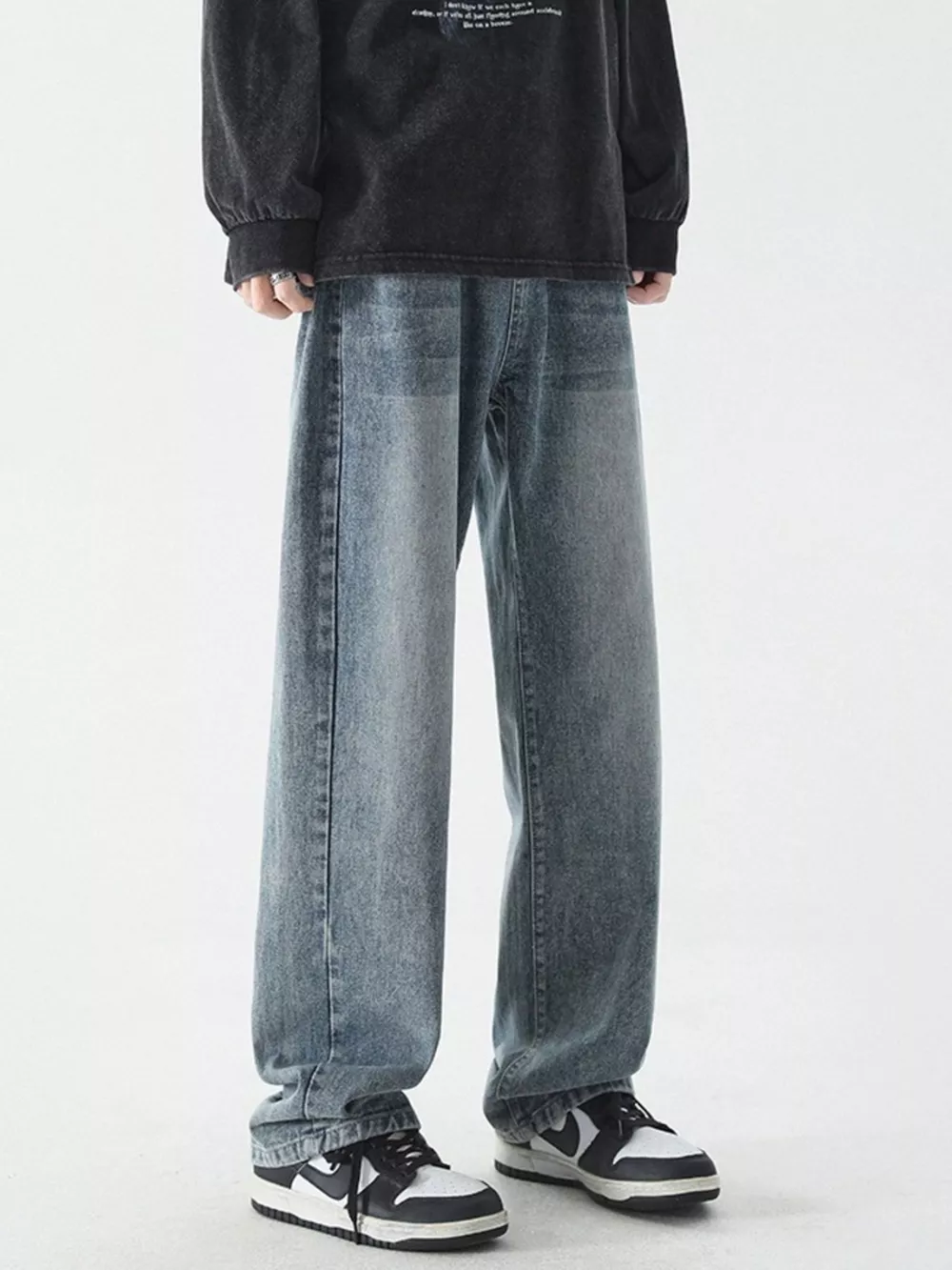Men's Full Size Vintage Wash Wide Leg Jeans Plus Size, image 3