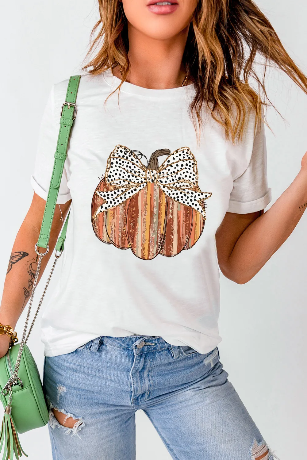 Full Size Pumpkin Round Neck Short Sleeve T-Shirt, image 5