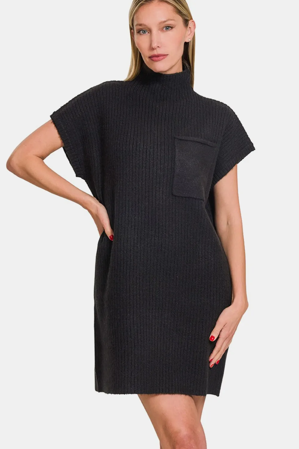 Short Sleeve Sweater Mini Dress, image 3