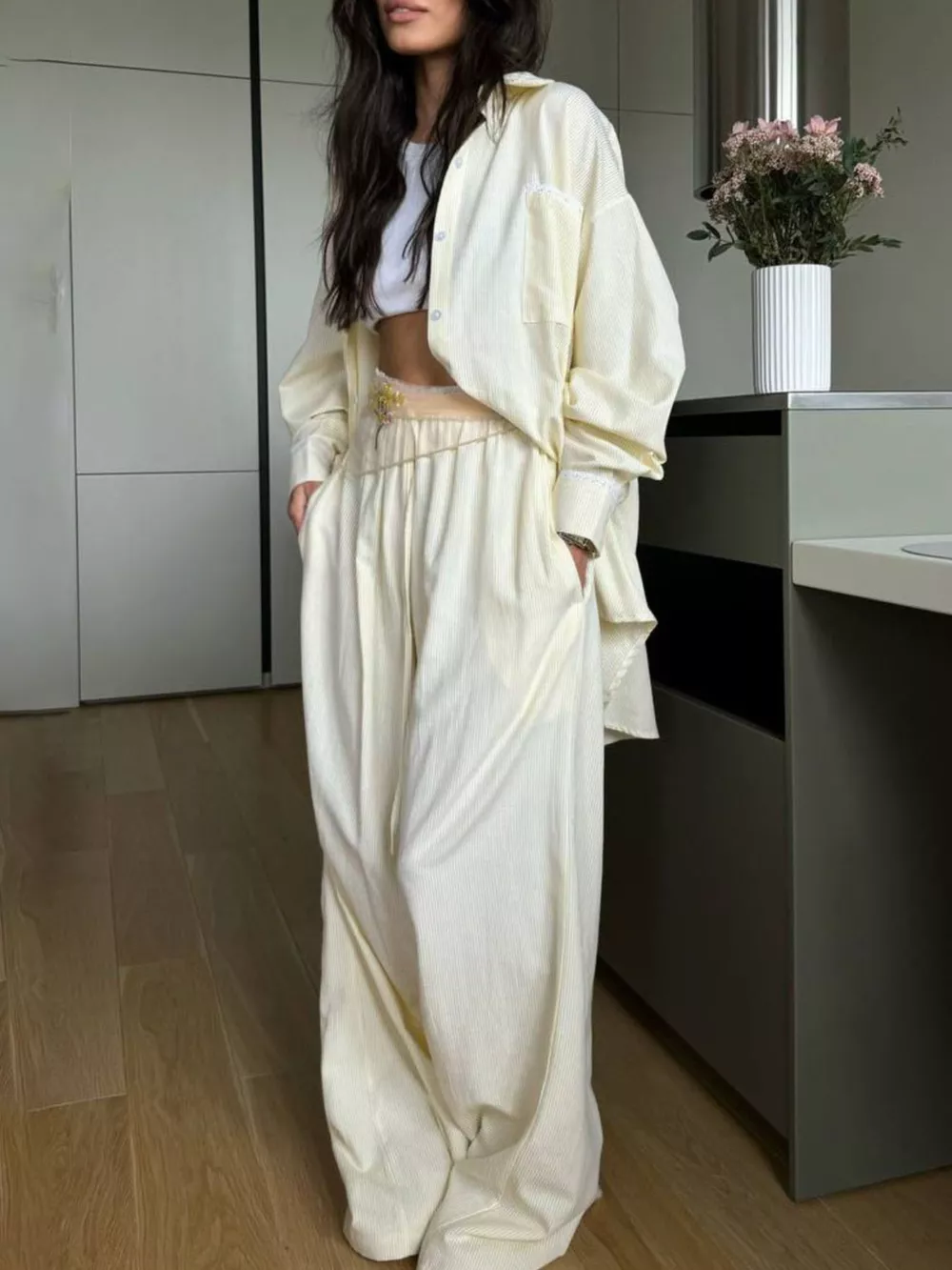 Relaxed Fit Long Sleeve Shirt and Pants Set, image 8