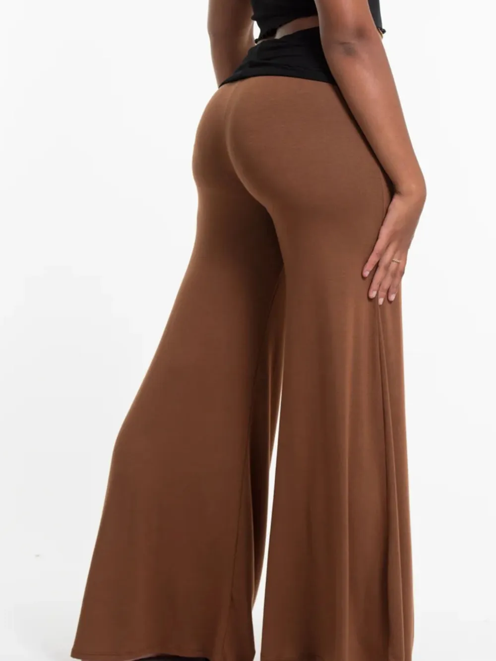 High Waisted Wide Leg Yoga Pants with Contrast Waistband, image 9