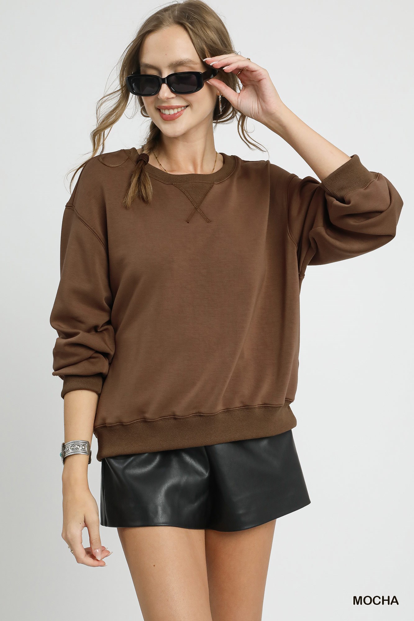 Round Neck Long Sleeve Fleece Sweatshirt