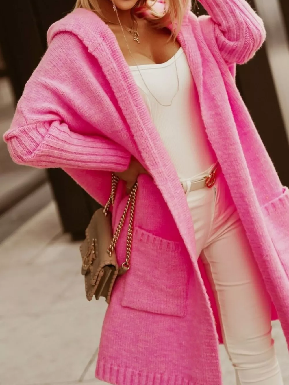 Full Size Hooded Knit Open Front Cardigan Plus Size, image 15