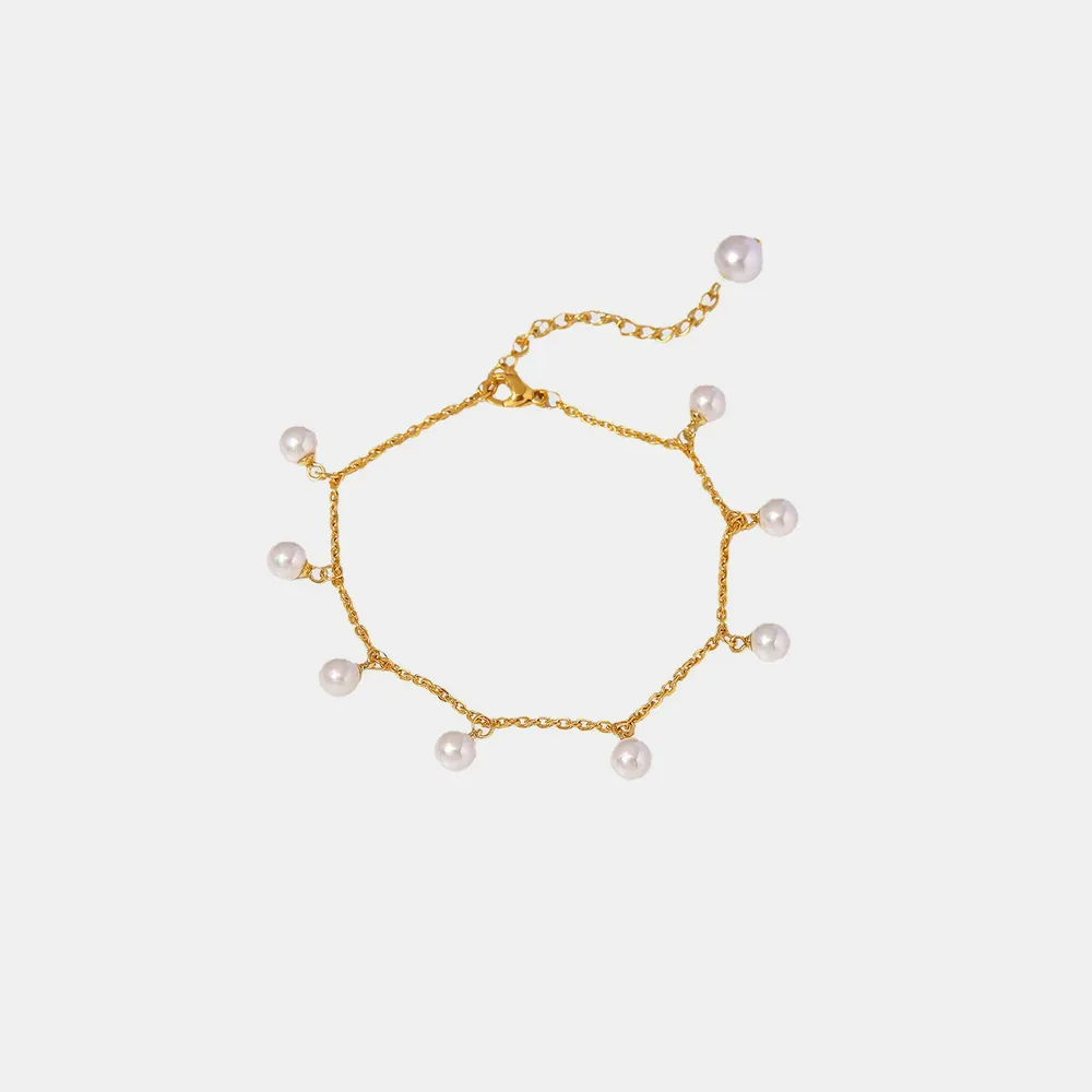Pearl 18K Gold-Plated Charm Anklet, image 2