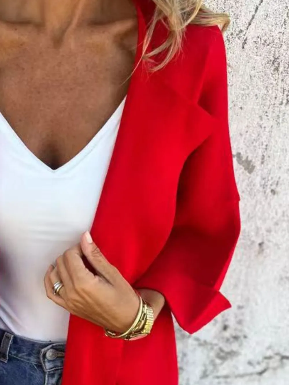 Full Size Open Front 3/4 Sleeve Cardigan Plus Size, image 12