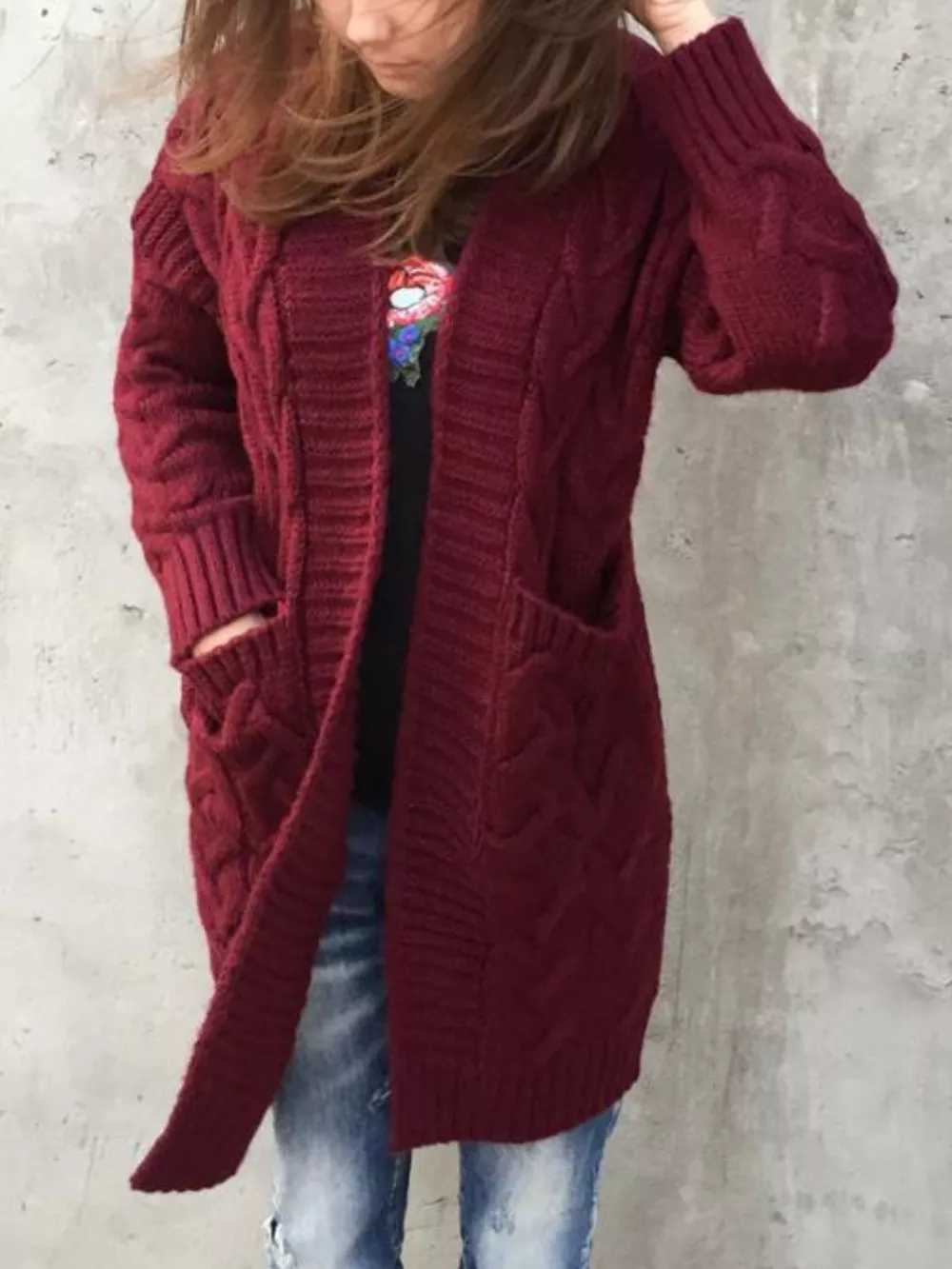 Chunky Knit Open Front Cardigan, image 8