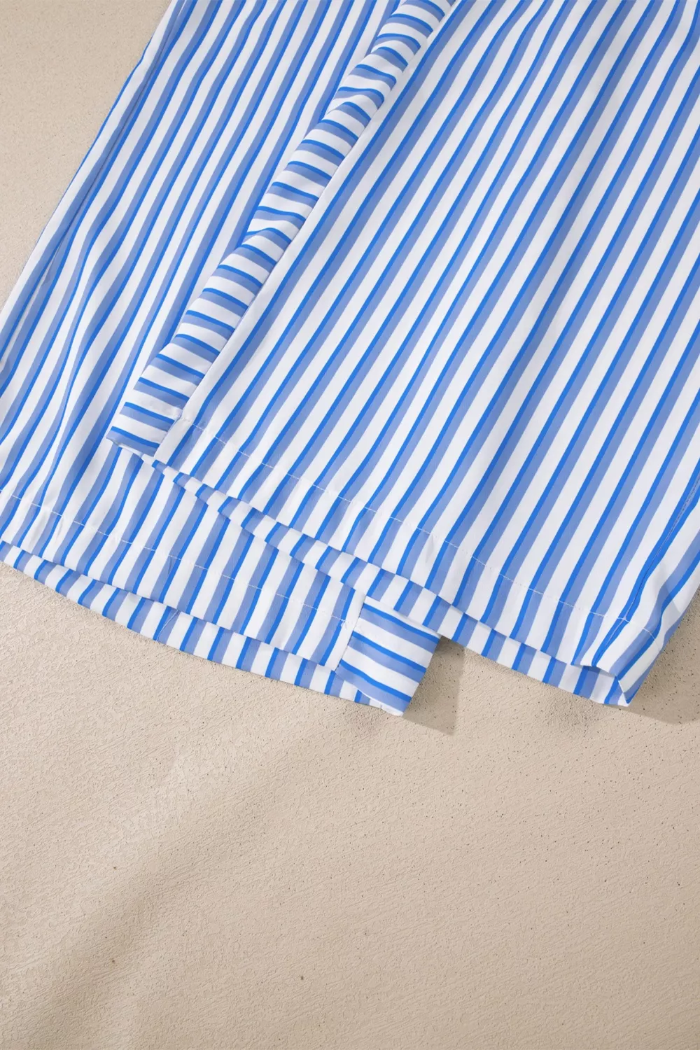 Stripe Drawstring Elastic Waist Patch Pocket Wide Leg Ankle-length Pants, image 10
